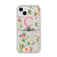 Personalised Floral iPhone 14 Plus Glitter Tough Case Starlight