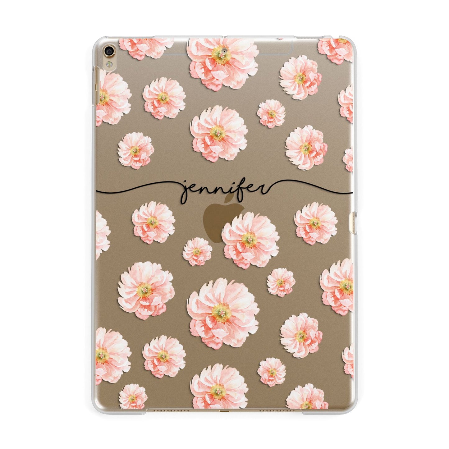 Personalised Flower Name Apple iPad Gold Case