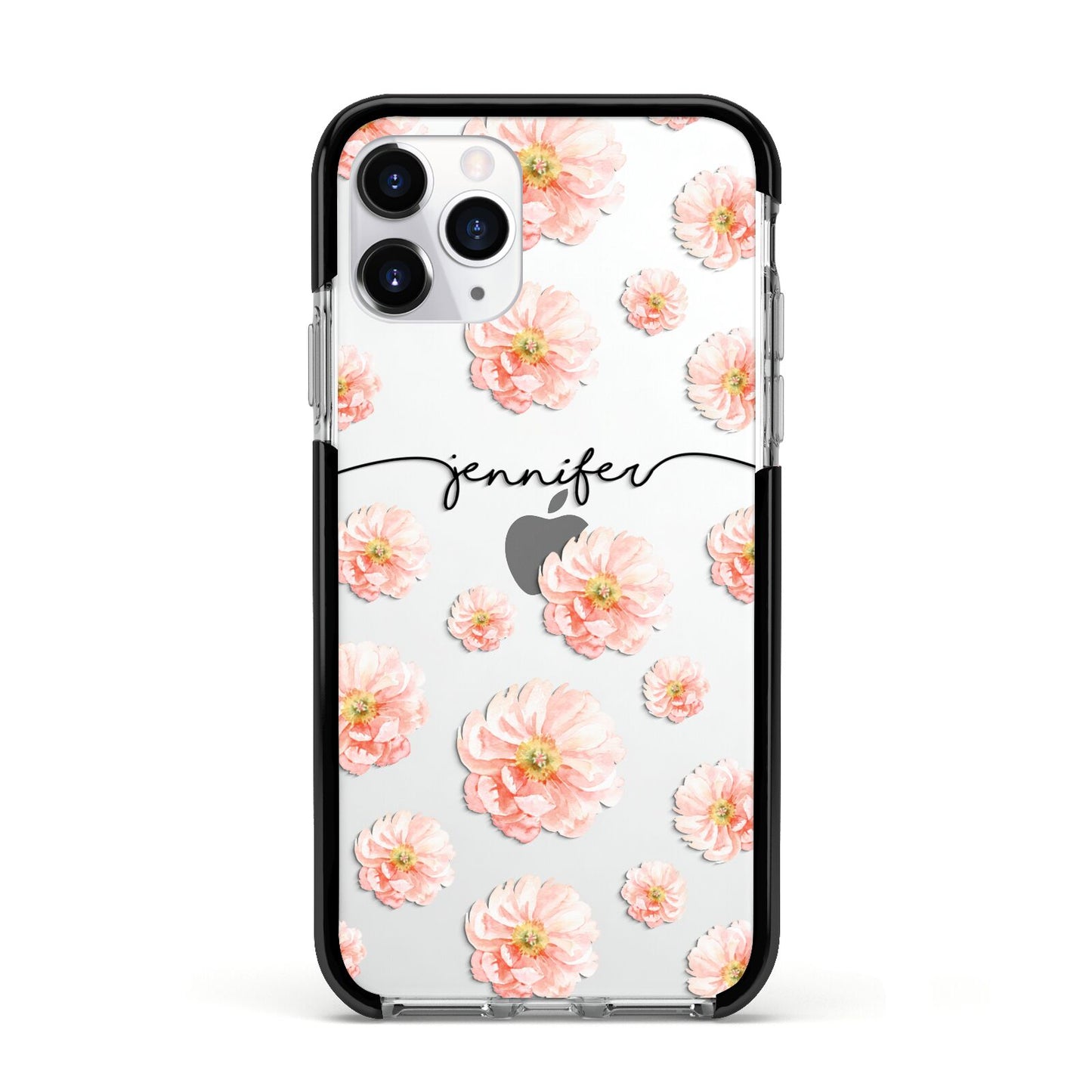 Personalised Flower Name Apple iPhone 11 Pro in Silver with Black Impact Case