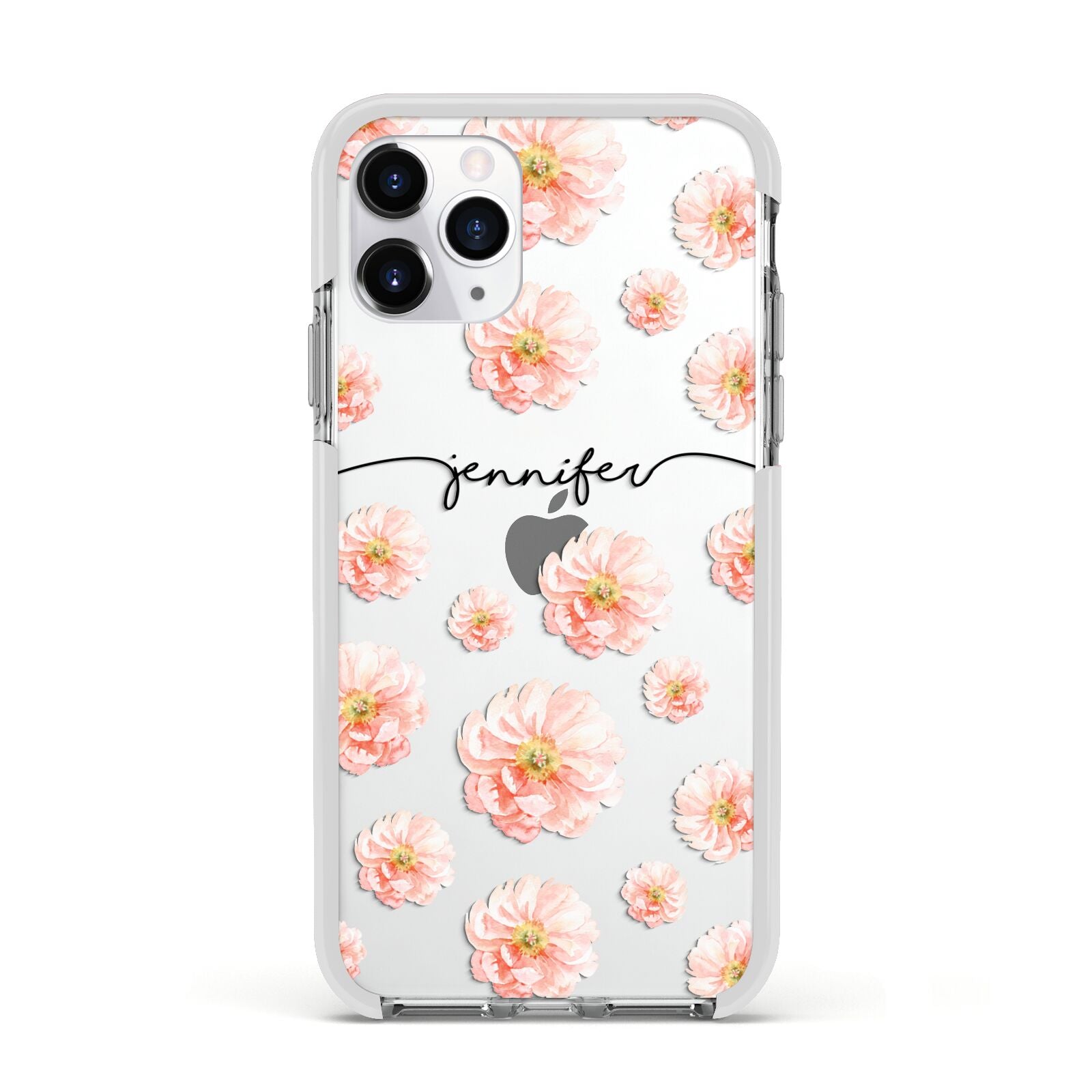 Personalised Flower Name Apple iPhone 11 Pro in Silver with White Impact Case