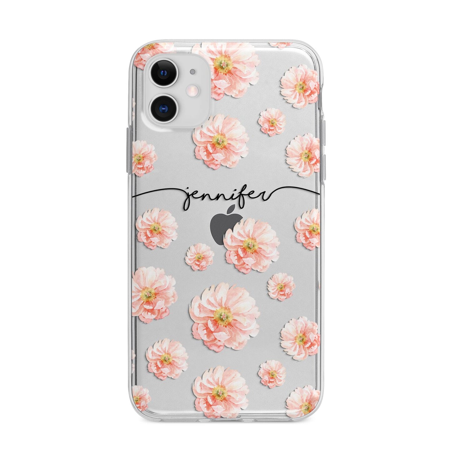 Personalised Flower Name Apple iPhone 11 in White with Bumper Case