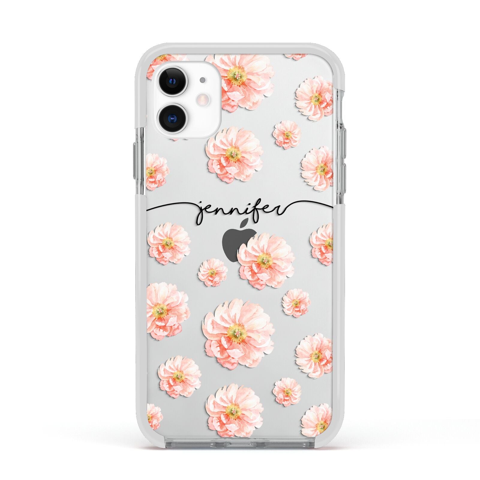 Personalised Flower Name Apple iPhone 11 in White with White Impact Case