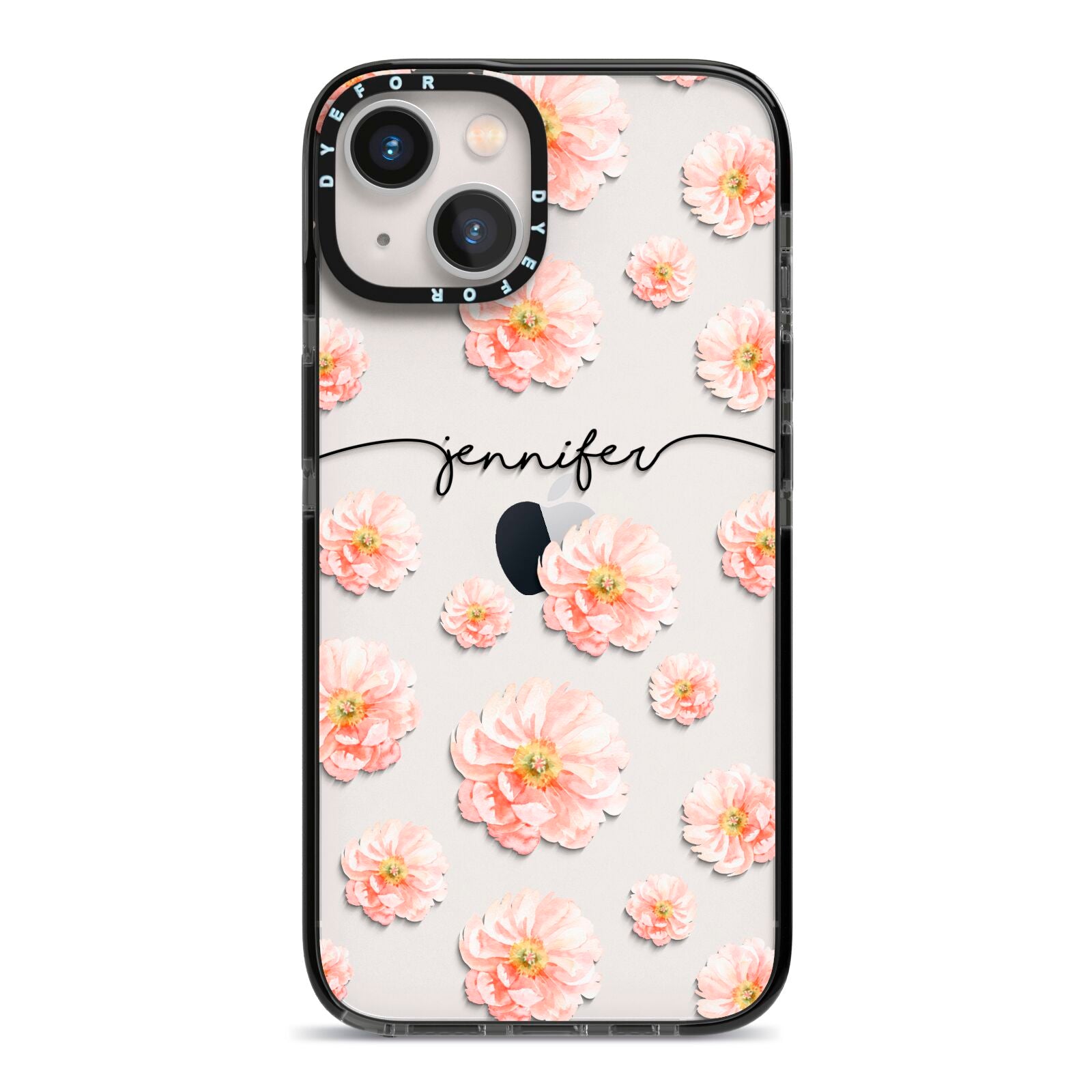 Personalised Flower Name iPhone 13 Black Impact Case on Silver phone