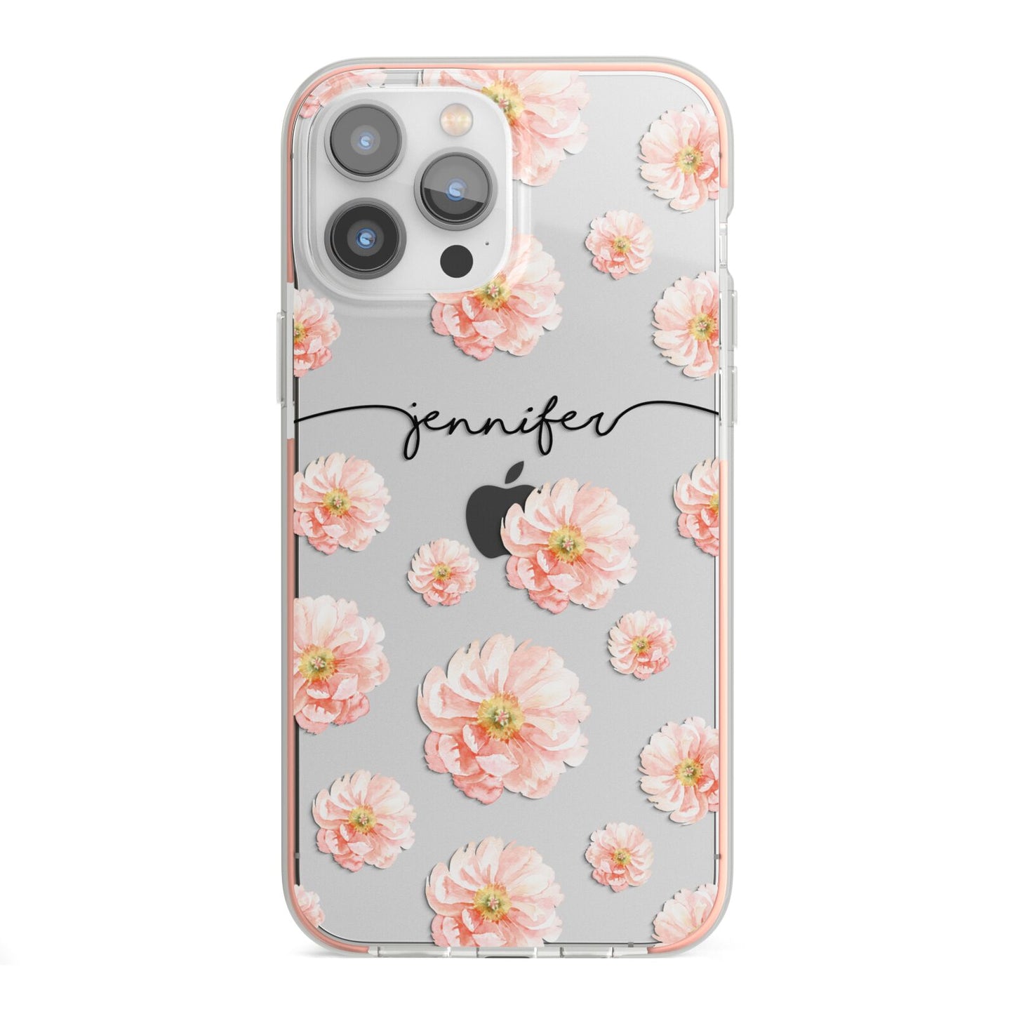 Personalised Flower Name iPhone 13 Pro Max TPU Impact Case with Pink Edges