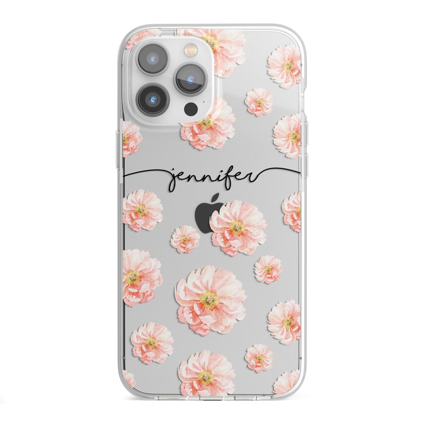 Personalised Flower Name iPhone 13 Pro Max TPU Impact Case with White Edges