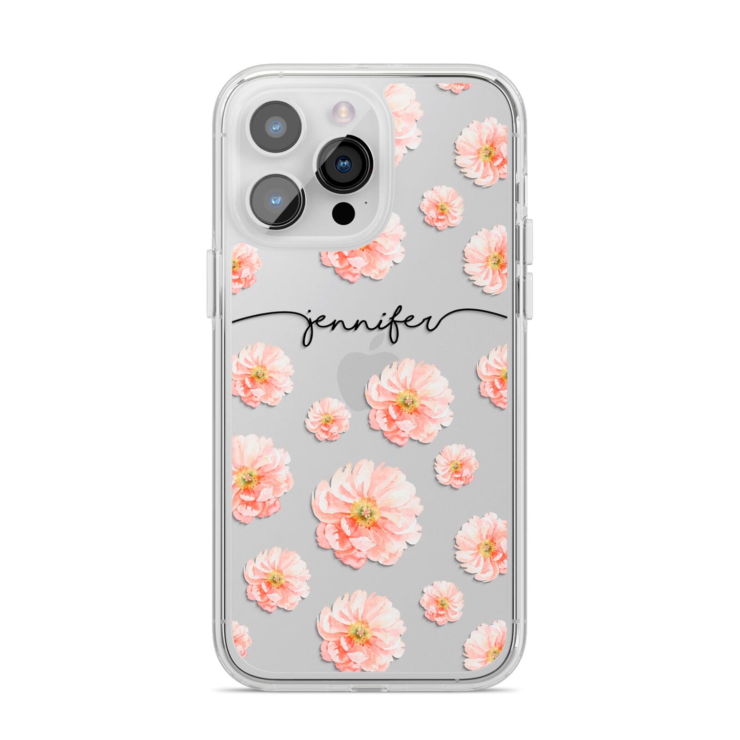 Personalised Flower Name iPhone 14 Pro Max Clear Tough Case Silver