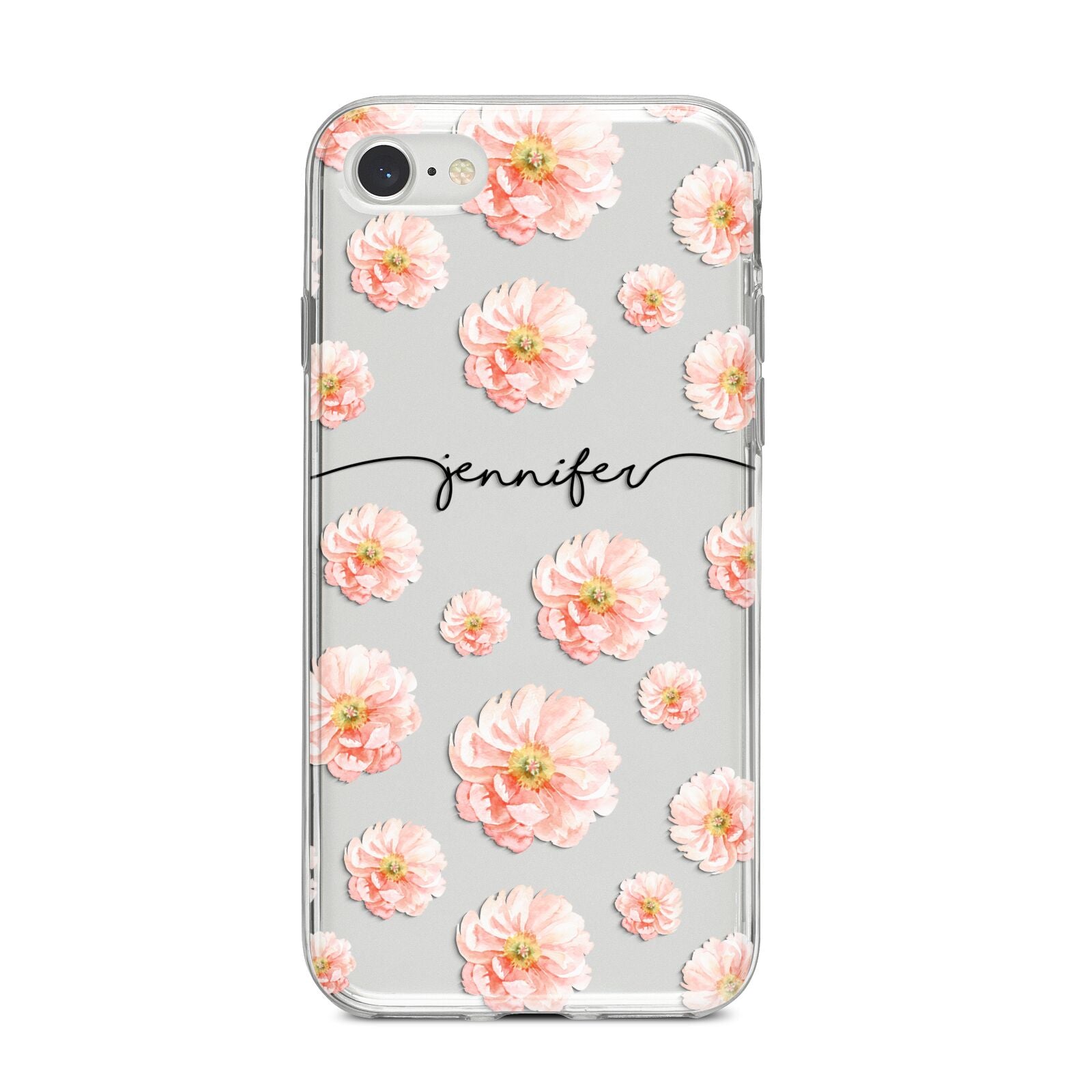 Personalised Flower Name iPhone 8 Bumper Case on Silver iPhone