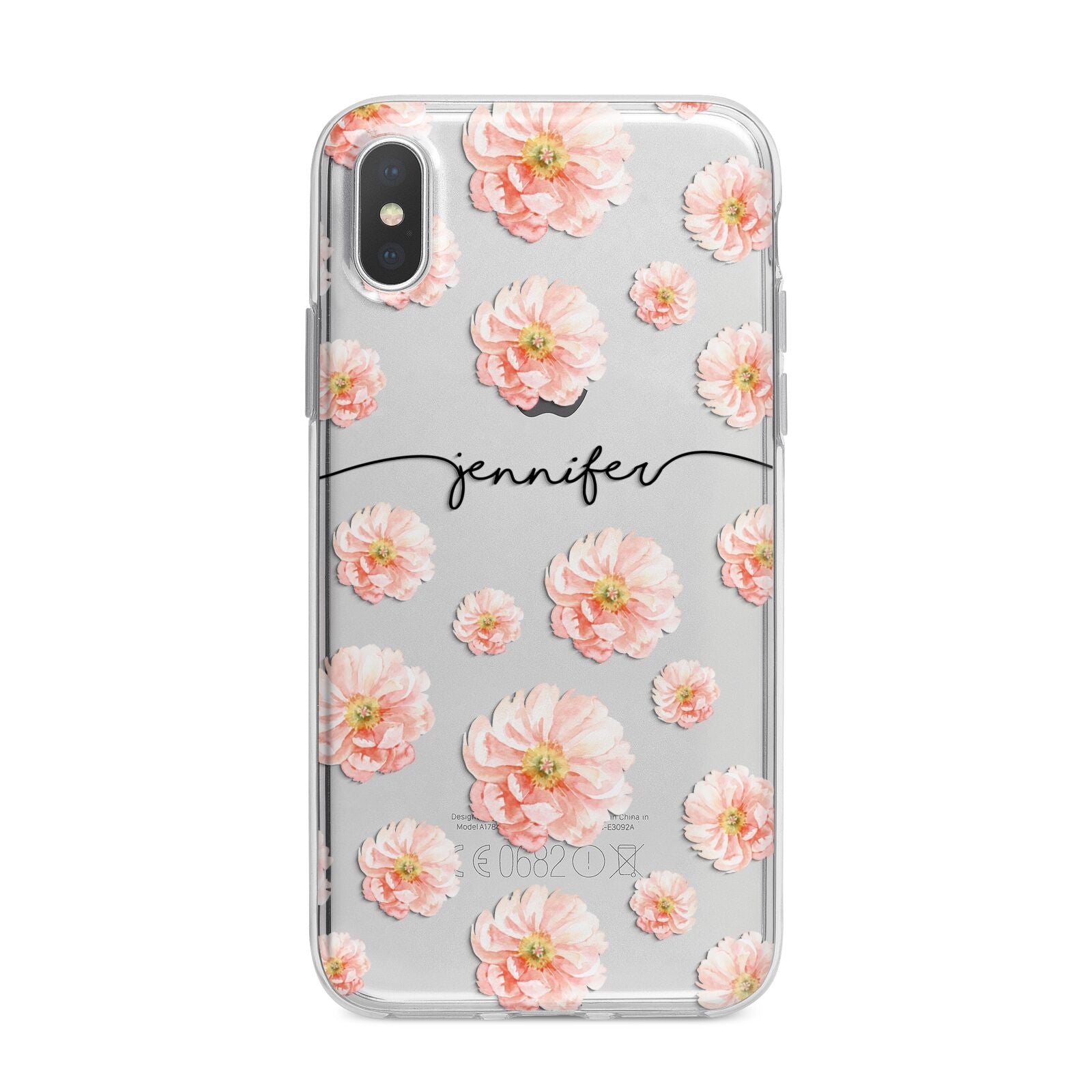 Personalised Flower Name iPhone X Bumper Case on Silver iPhone Alternative Image 1