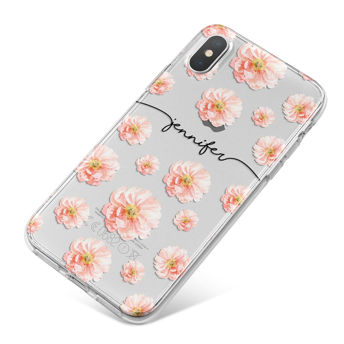 Personalised Flower Name iPhone X Bumper Case on Silver iPhone
