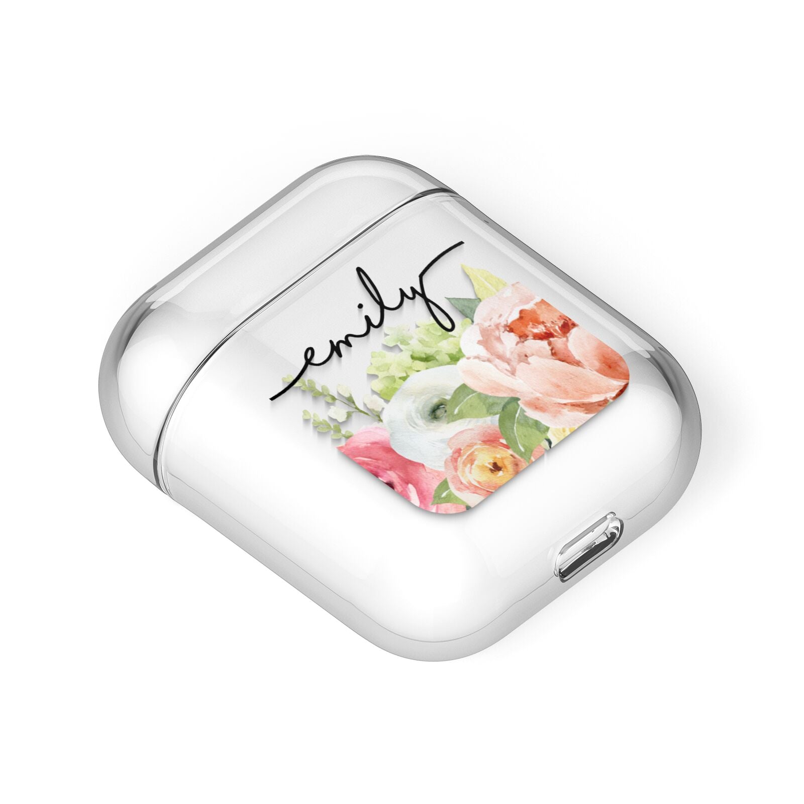 Personalised Flowers AirPods Case Laid Flat