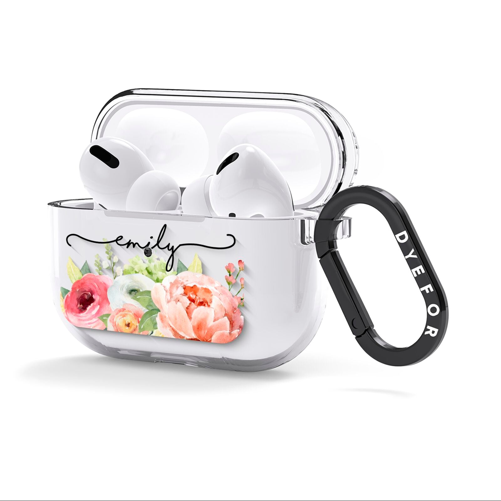 Personalised Flowers AirPods Clear Case 3rd Gen Side Image