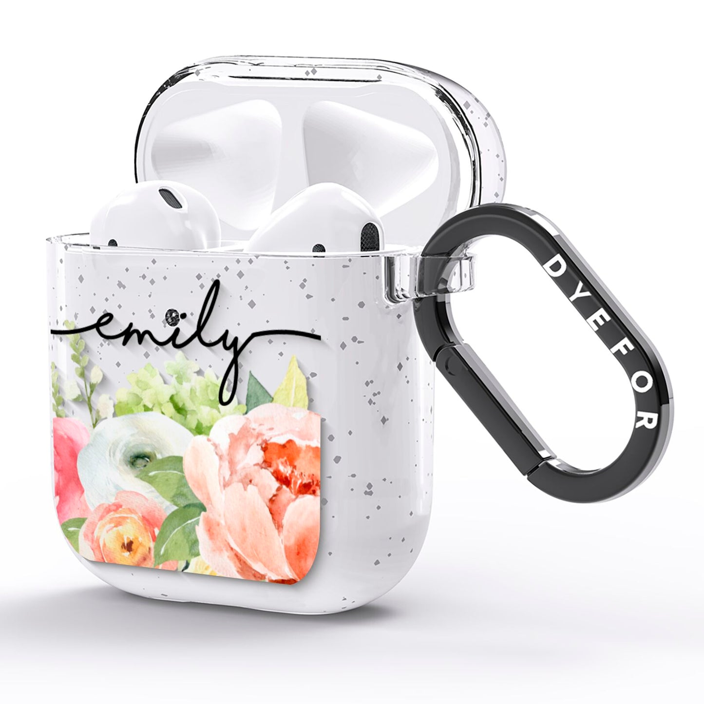 Personalised Flowers AirPods Glitter Case Side Image
