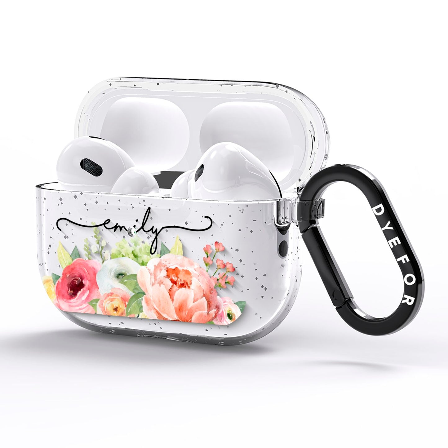 Personalised Flowers AirPods Pro Glitter Case Side Image