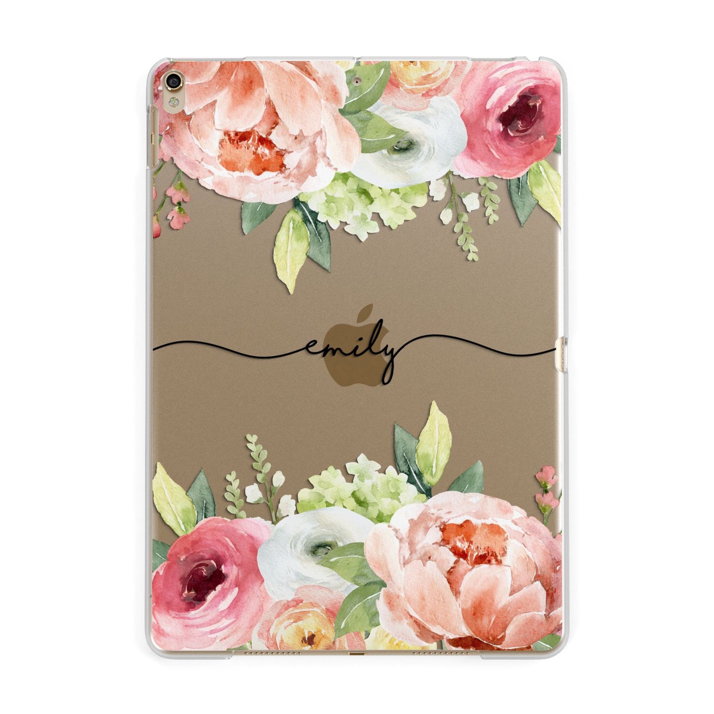 Personalised Flowers Apple iPad Gold Case
