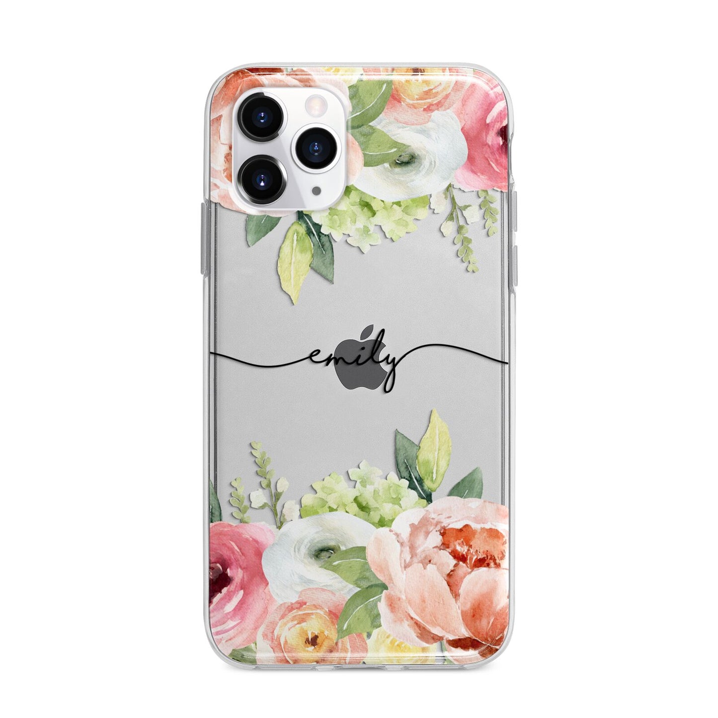 Personalised Flowers Apple iPhone 11 Pro Max in Silver with Bumper Case