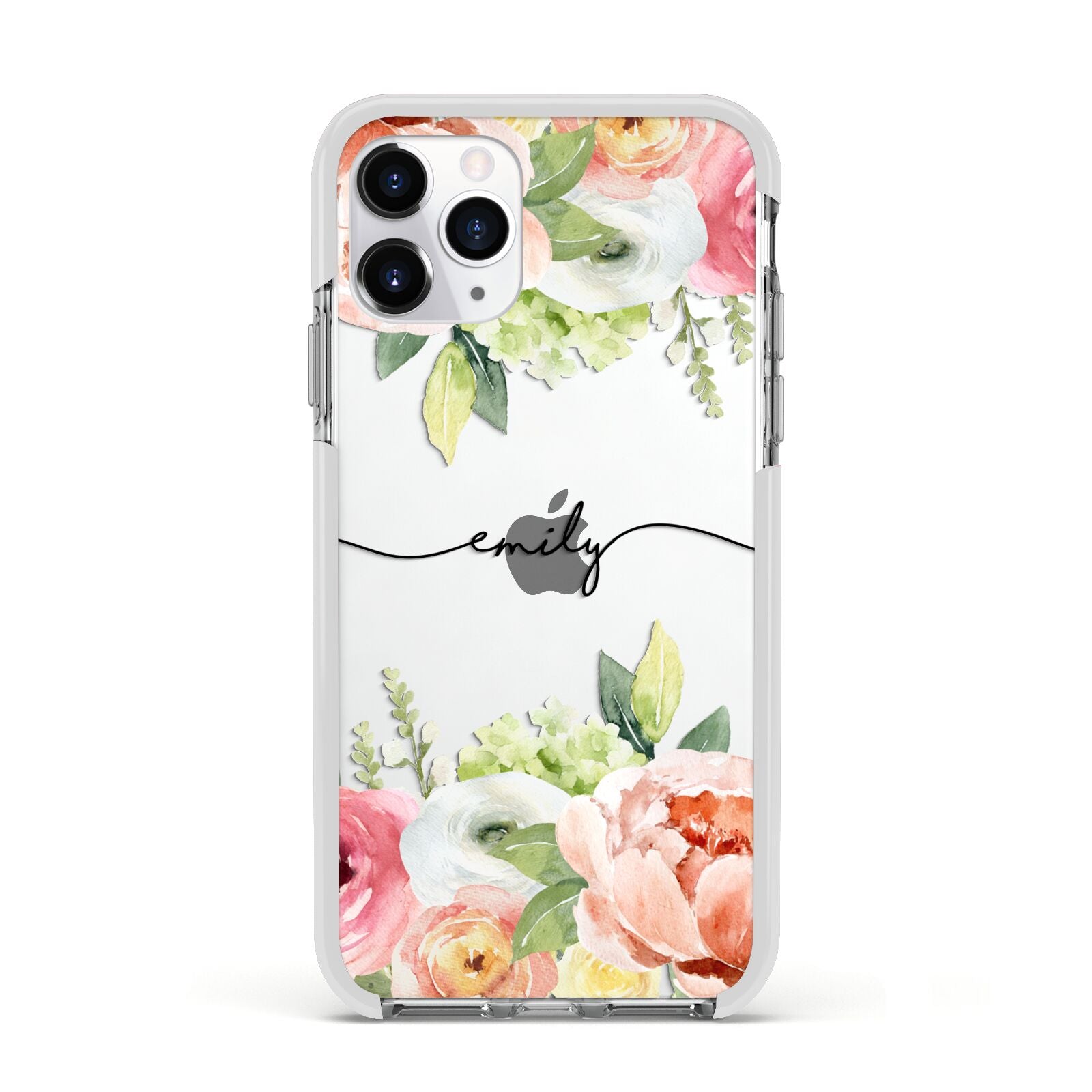 Personalised Flowers Apple iPhone 11 Pro in Silver with White Impact Case