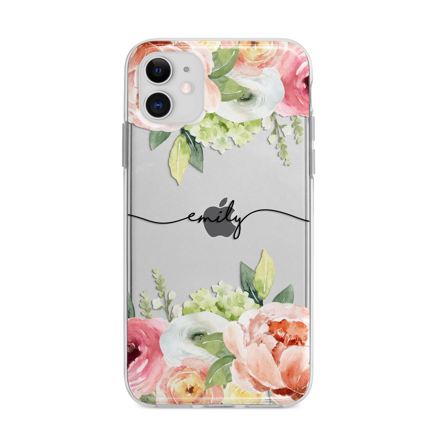 Personalised Flowers Apple iPhone 11 in White with Bumper Case
