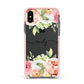 Personalised Flowers Apple iPhone Xs Impact Case Pink Edge on Black Phone