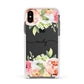 Personalised Flowers Apple iPhone Xs Impact Case White Edge on Black Phone