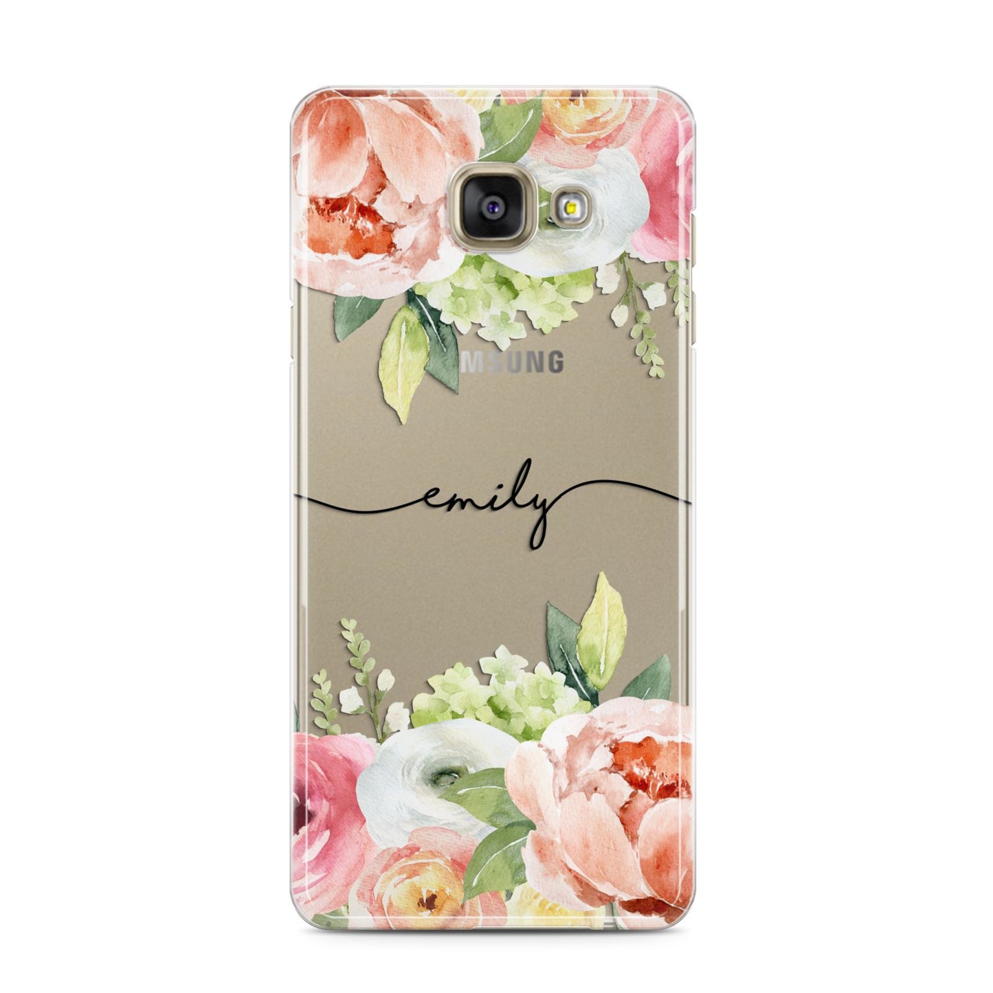Personalised Flowers Samsung Galaxy A3 2016 Case on gold phone