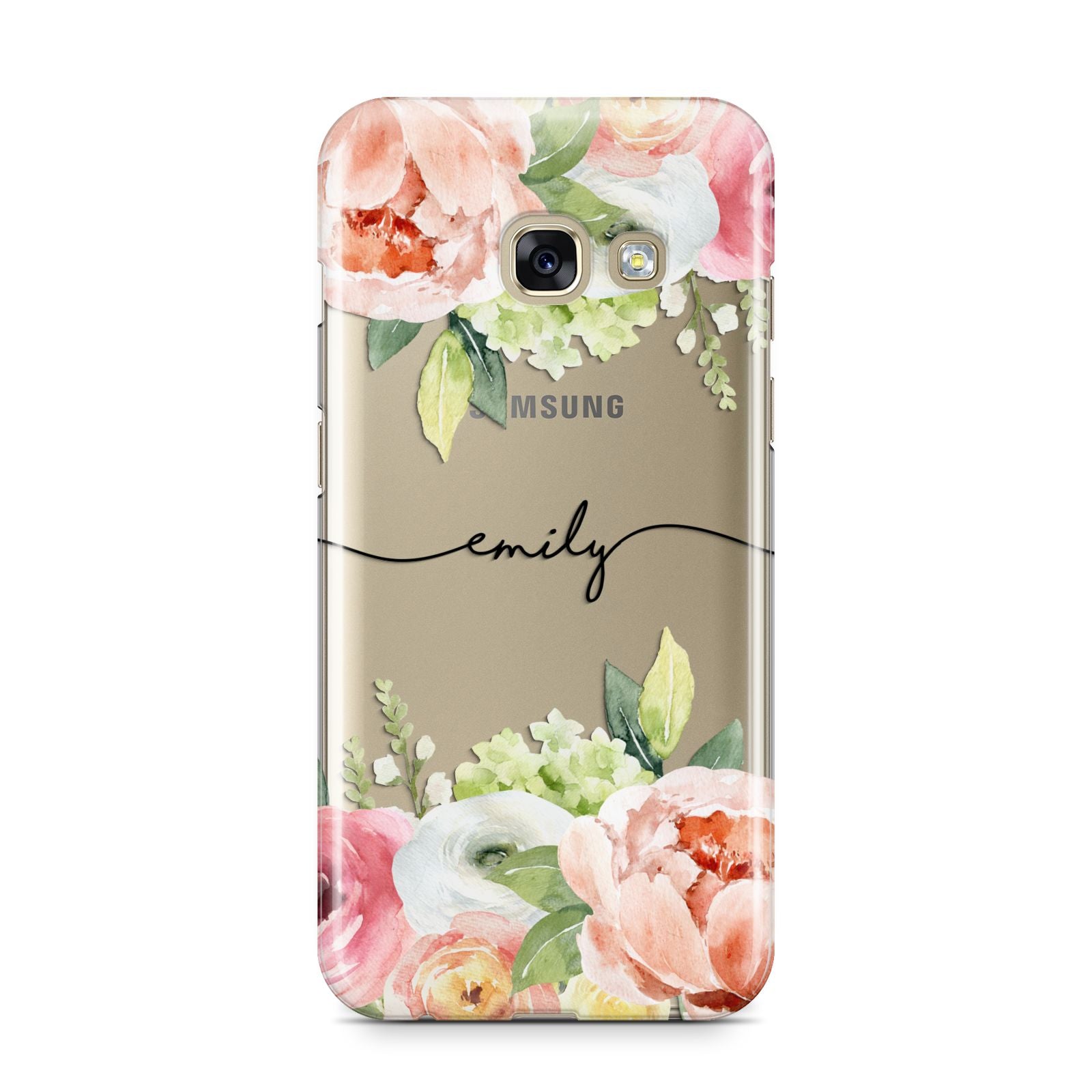 Personalised Flowers Samsung Galaxy A3 2017 Case on gold phone