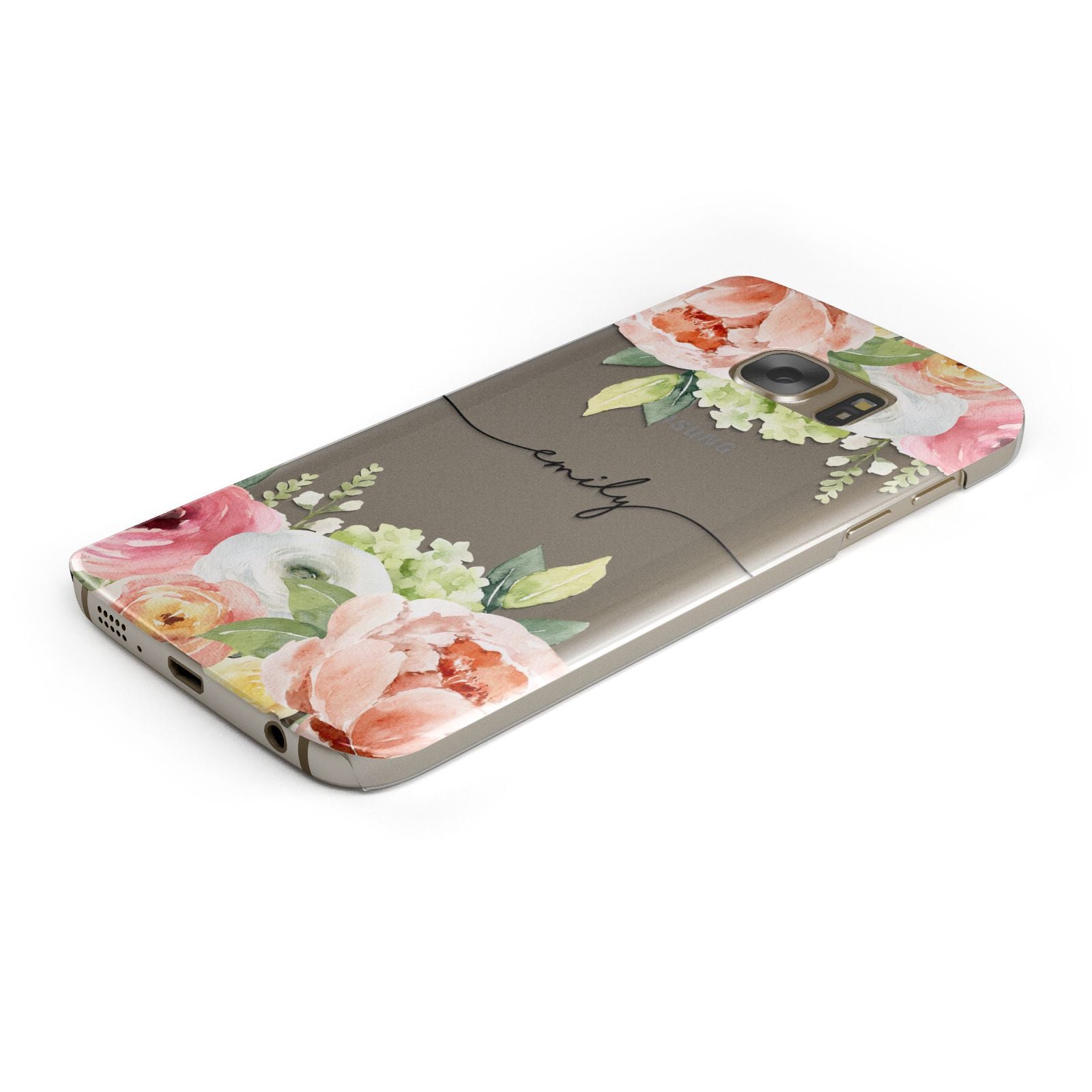 Personalised Flowers Samsung Galaxy Case Bottom Cutout