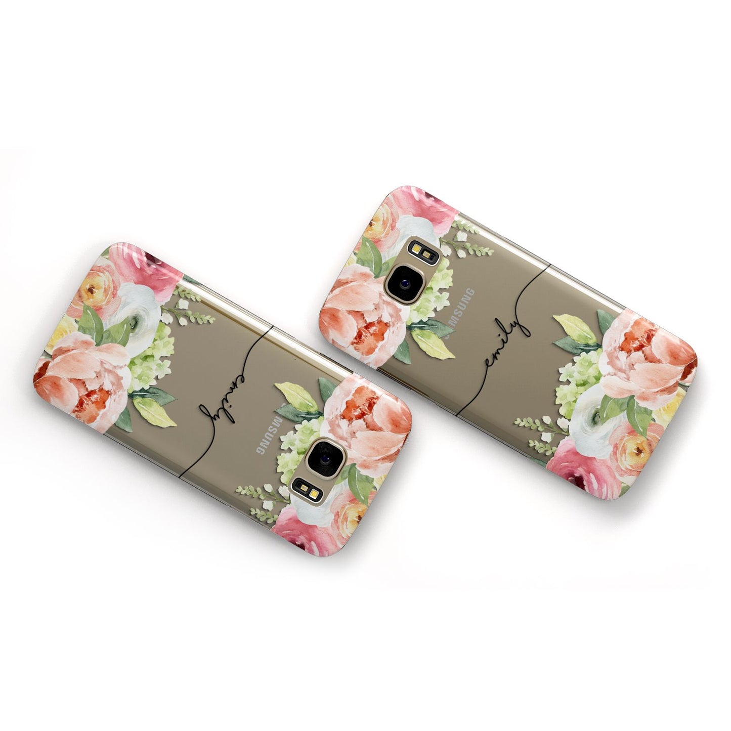 Personalised Flowers Samsung Galaxy Case Flat Overview