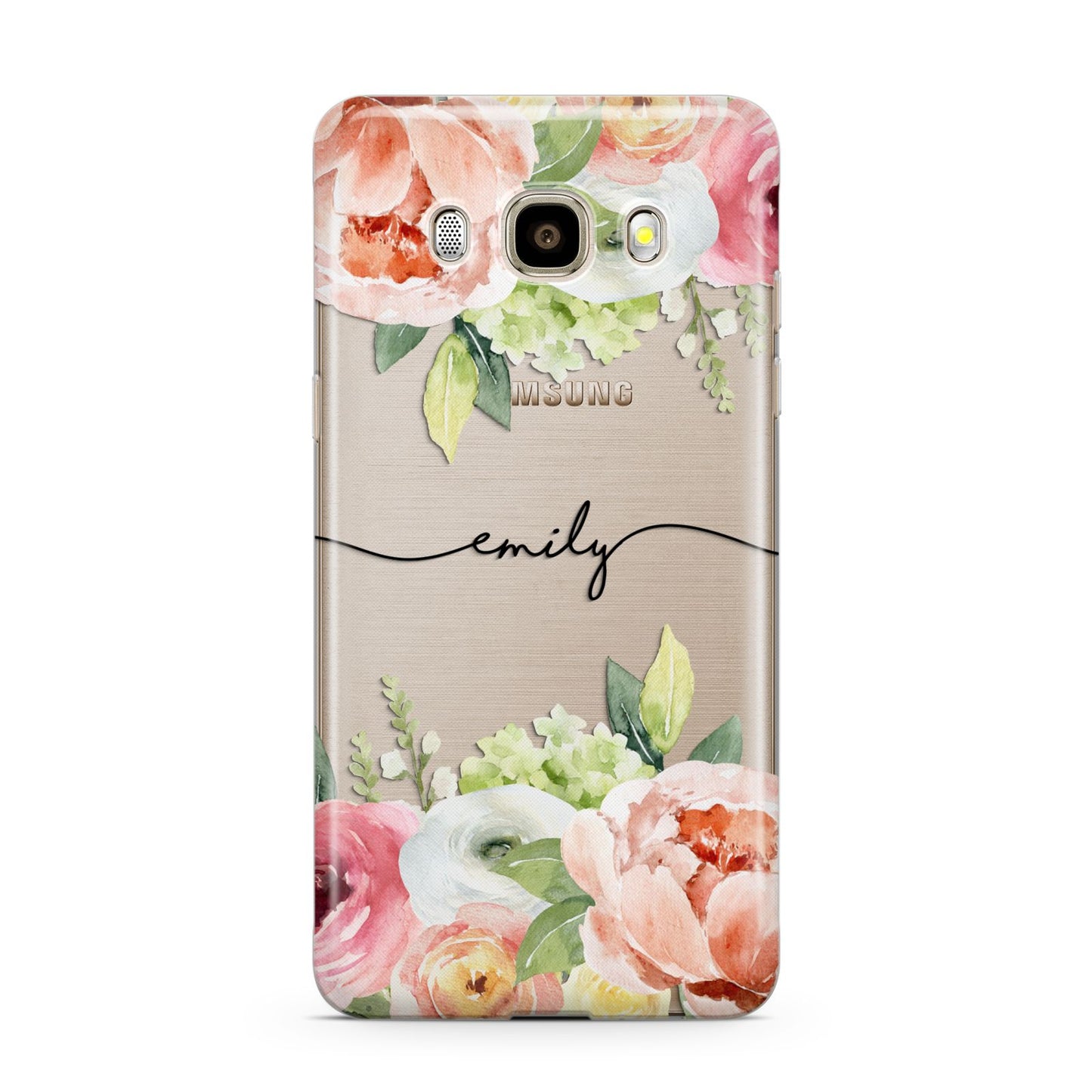 Personalised Flowers Samsung Galaxy J7 2016 Case on gold phone