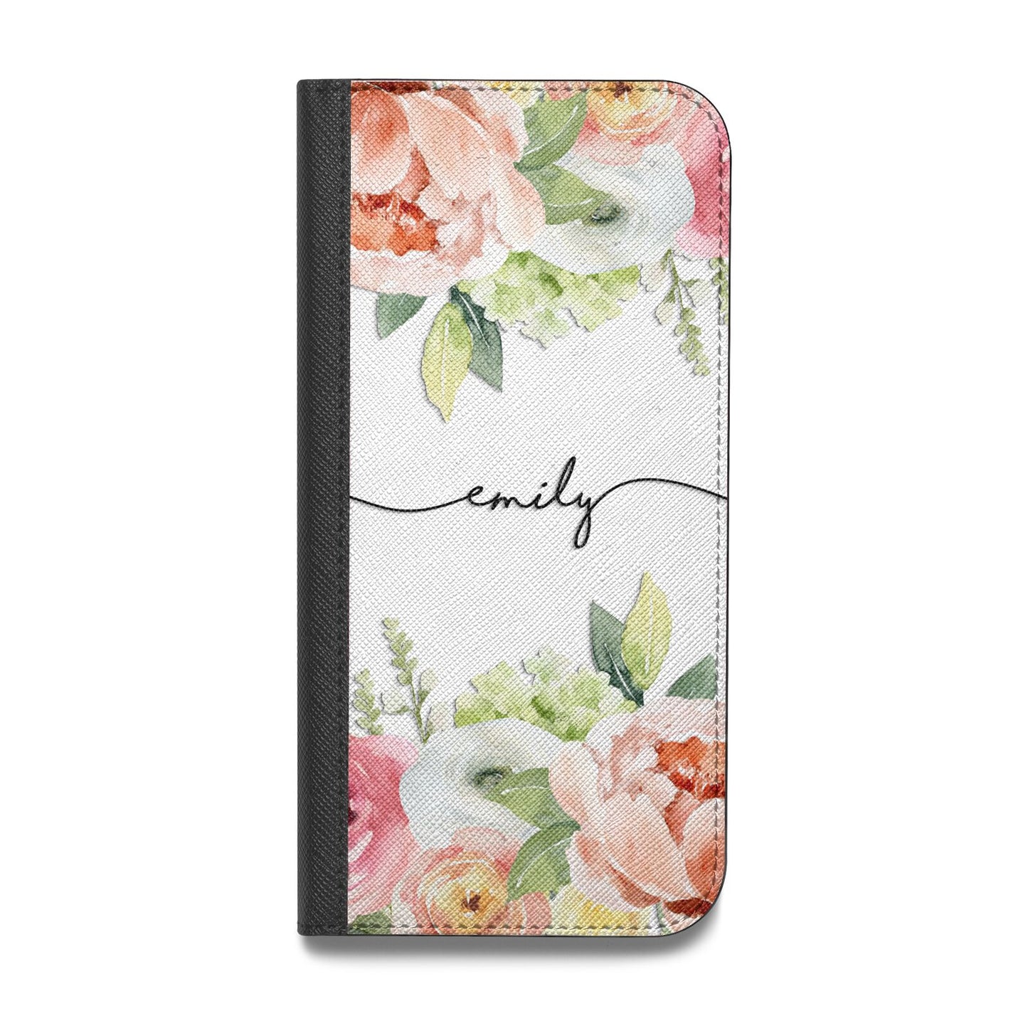 Personalised Flowers Vegan Leather Flip Samsung Case