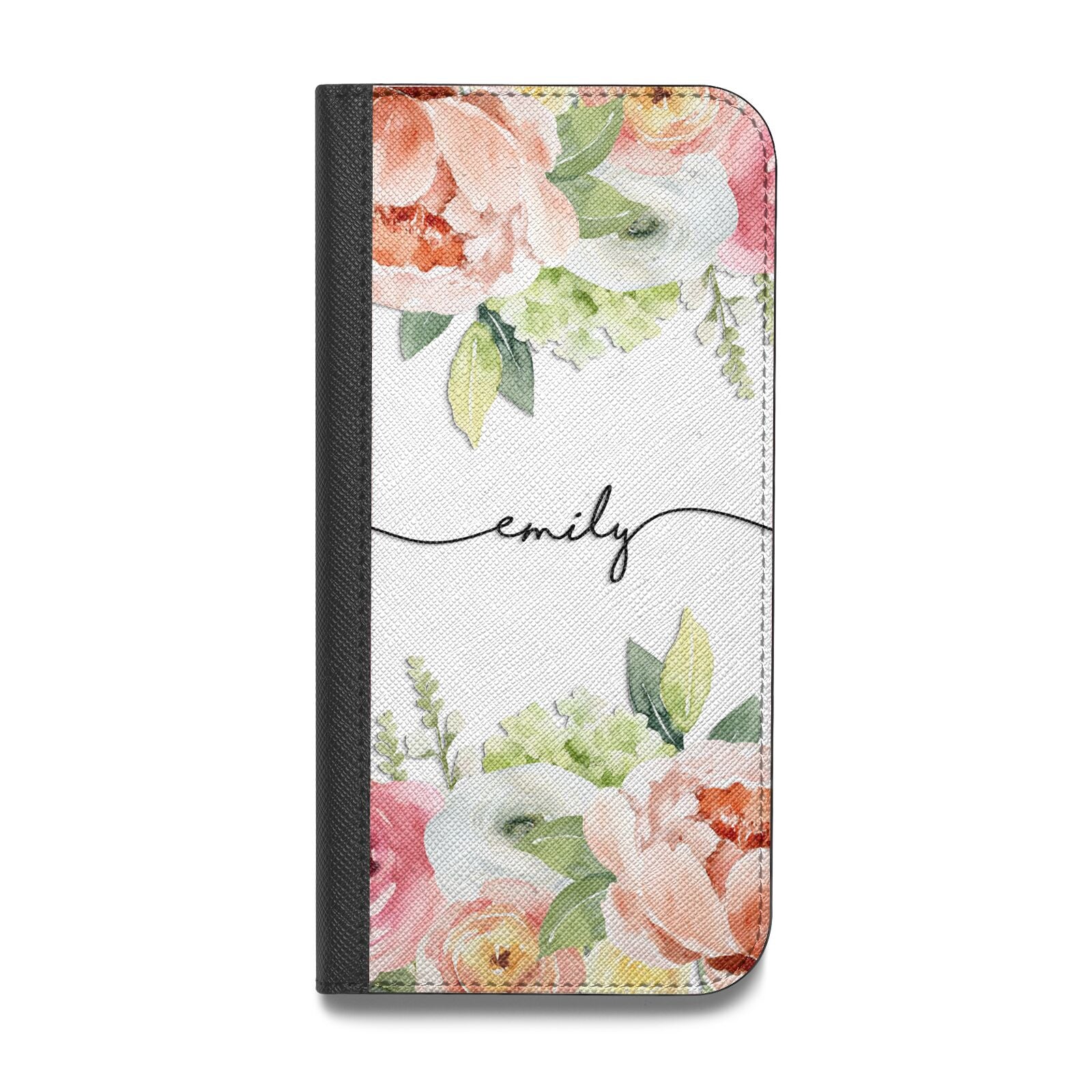 Personalised Flowers Vegan Leather Flip Samsung Case