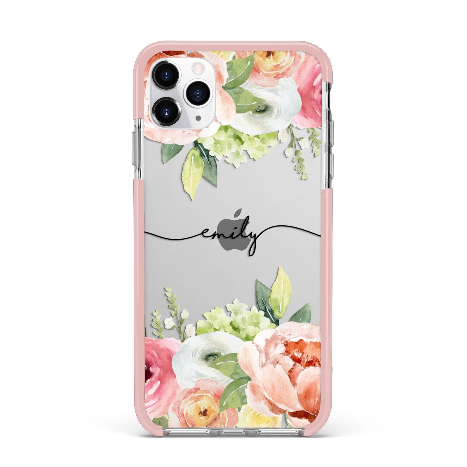 Personalised Flowers iPhone 11 Pro Max Impact Pink Edge Case