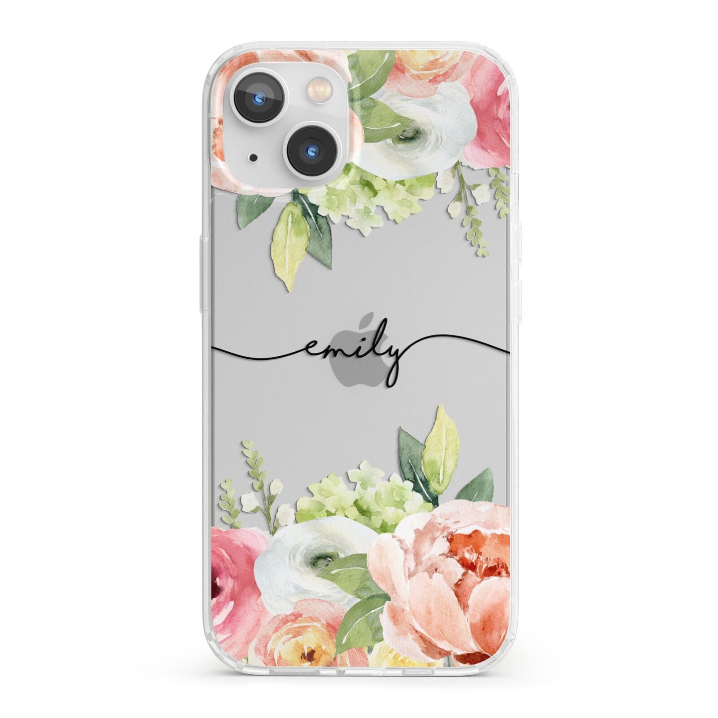 Personalised Flowers iPhone 13 Clear Bumper Case