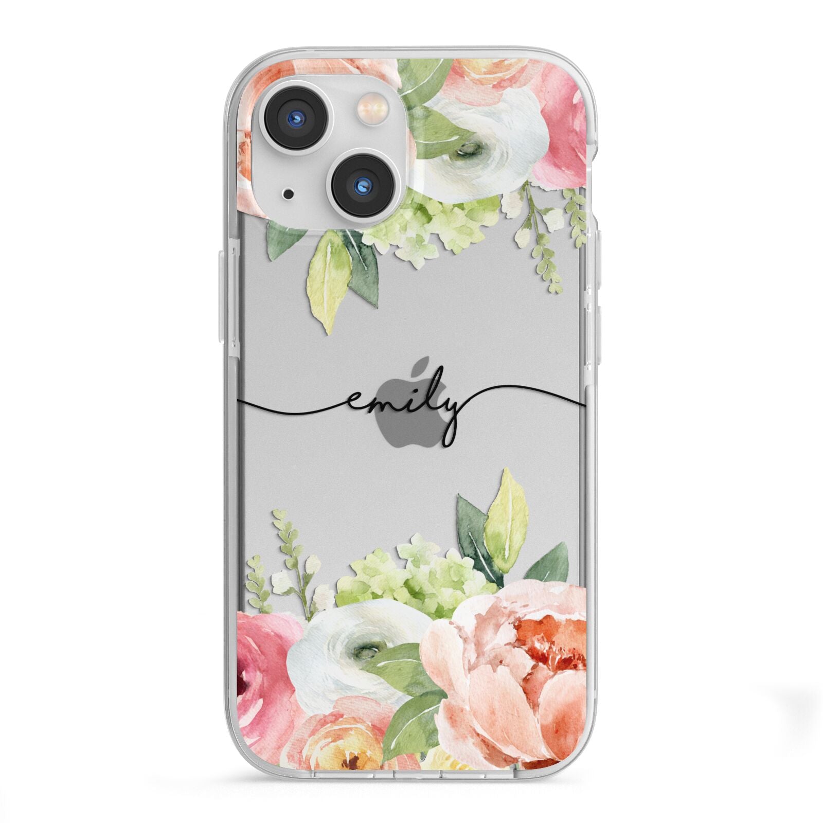 Personalised Flowers iPhone 13 Mini TPU Impact Case with White Edges