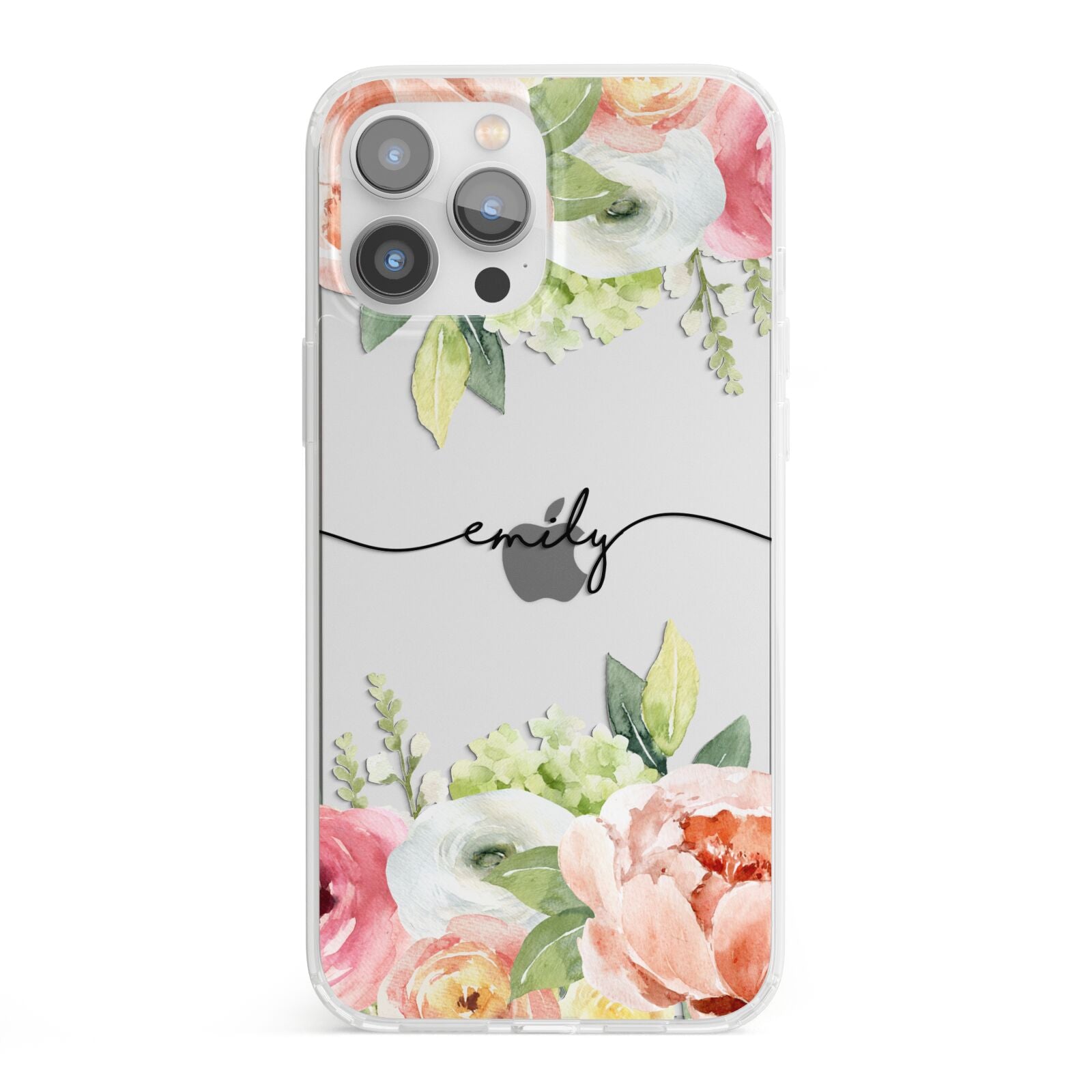 Personalised Flowers iPhone 13 Pro Max Clear Bumper Case