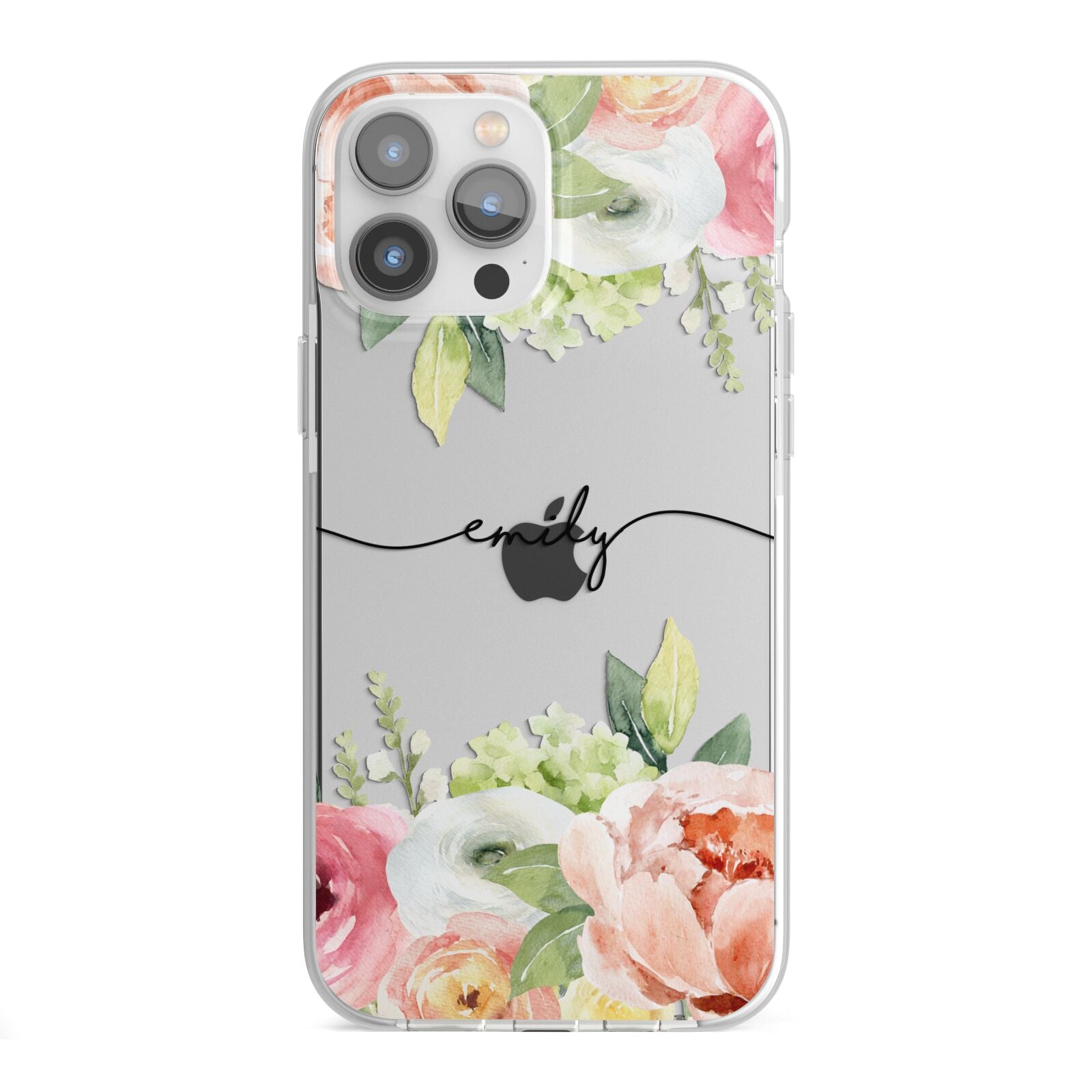 Personalised Flowers iPhone 13 Pro Max TPU Impact Case with White Edges