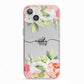 Personalised Flowers iPhone 13 TPU Impact Case with Pink Edges
