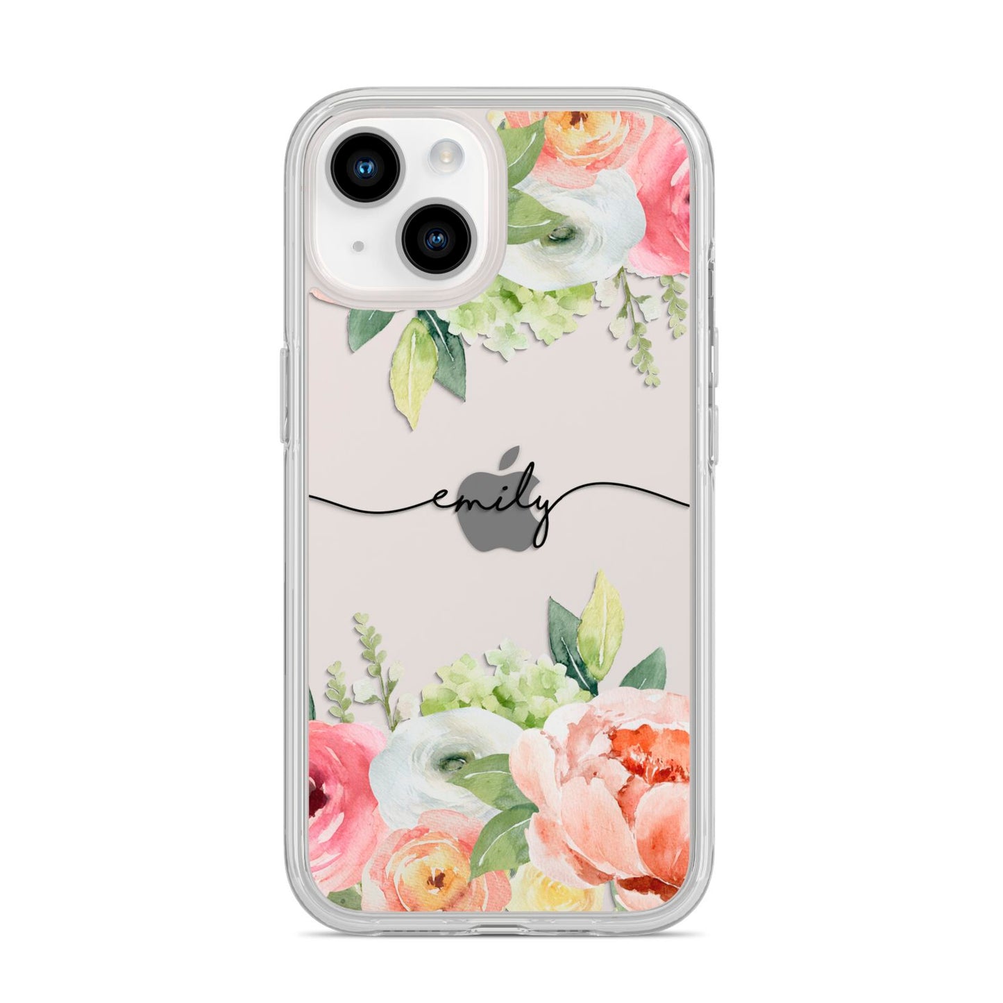 Personalised Flowers iPhone 14 Clear Tough Case Starlight