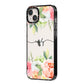 Personalised Flowers iPhone 14 Plus Black Impact Case Side Angle on Silver phone