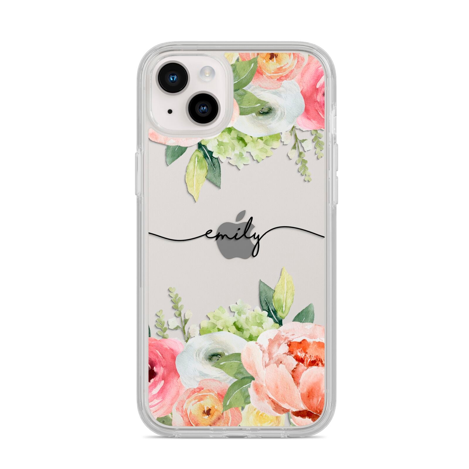 Personalised Flowers iPhone 14 Plus Clear Tough Case Starlight