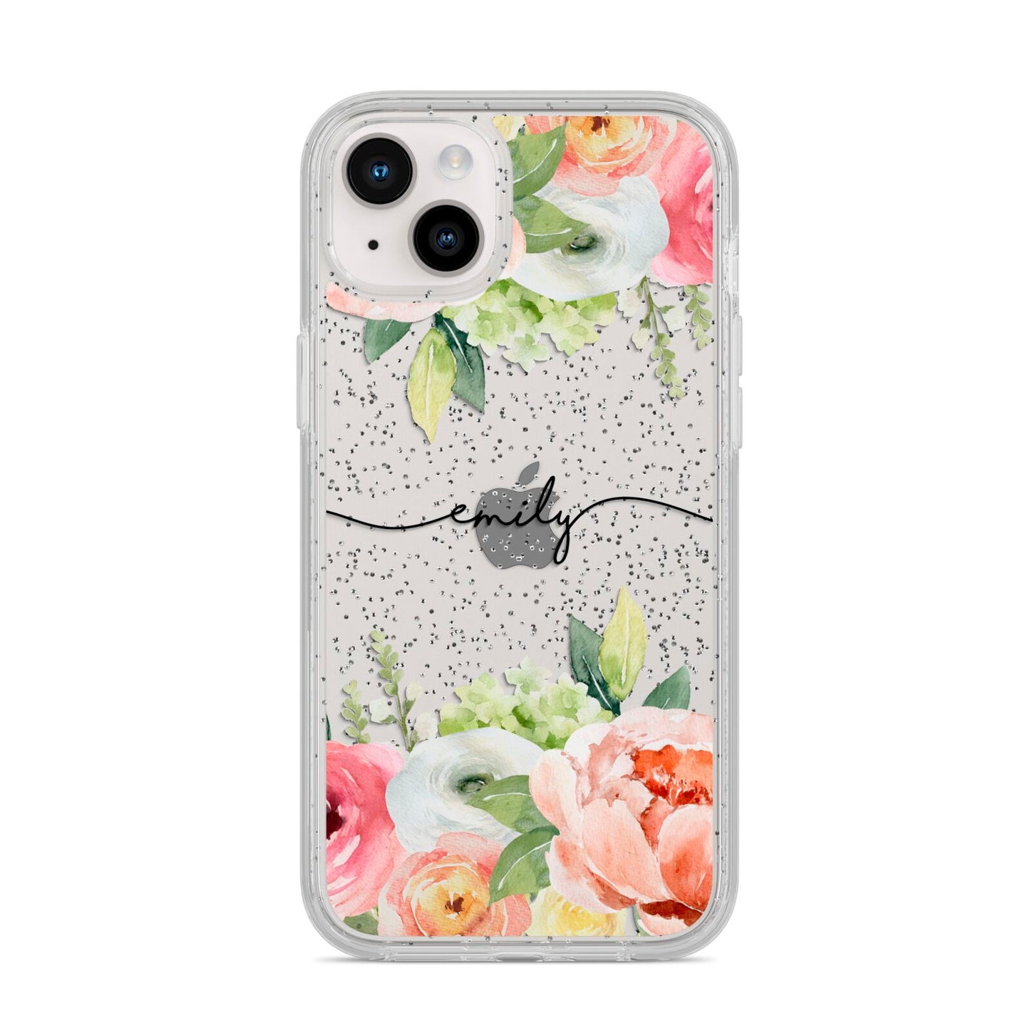 Personalised Flowers iPhone 14 Plus Glitter Tough Case Starlight