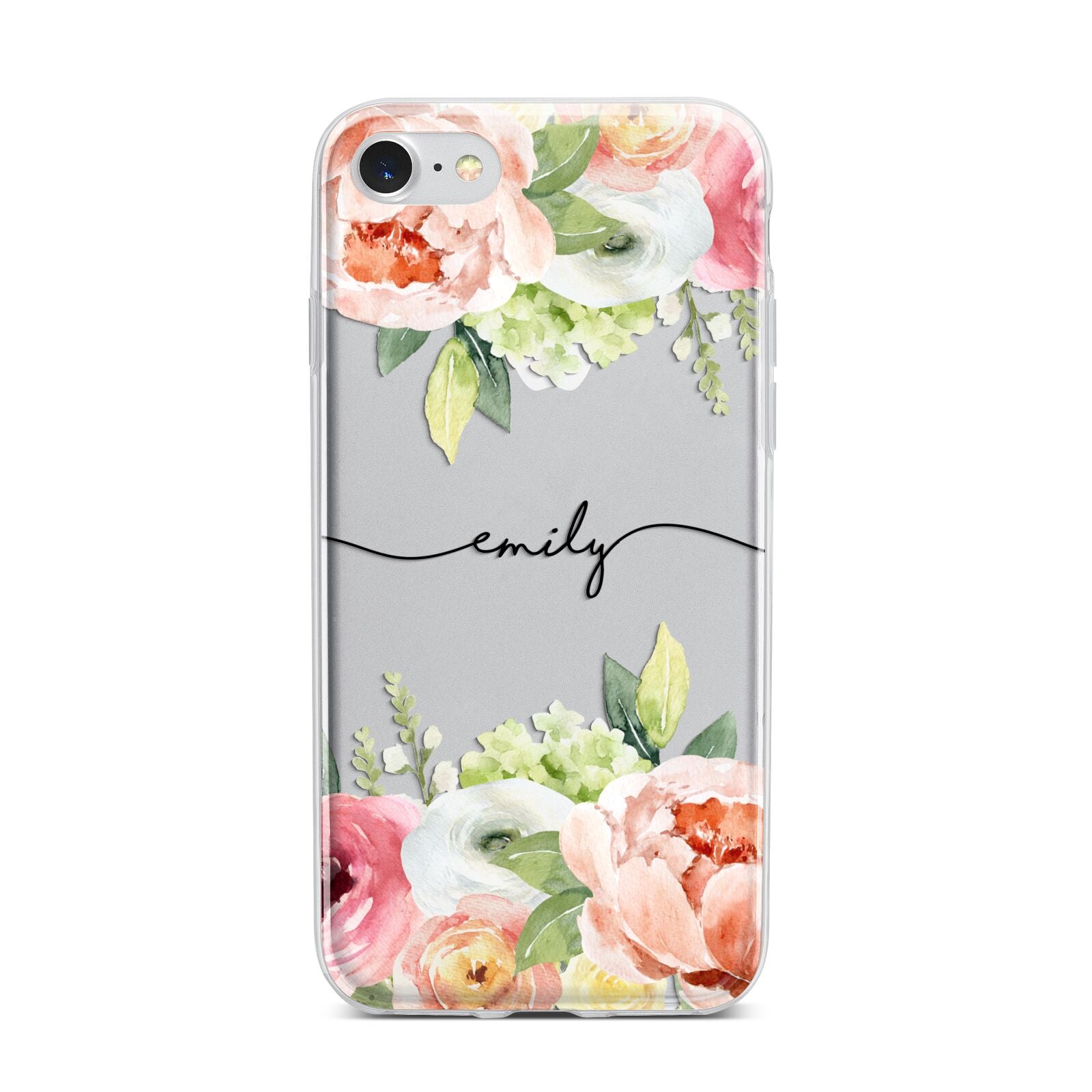 Personalised Flowers iPhone 7 Bumper Case on Silver iPhone
