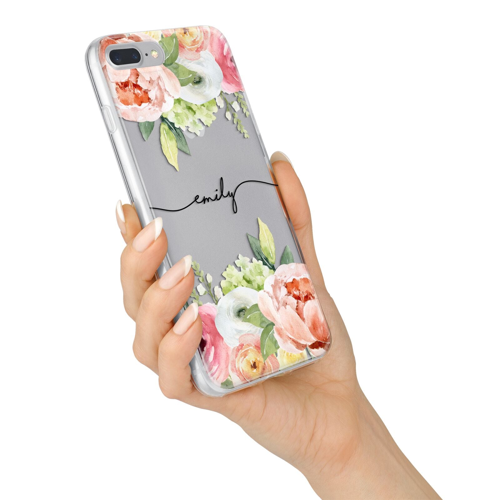 Personalised Flowers iPhone 7 Plus Bumper Case on Silver iPhone Alternative Image