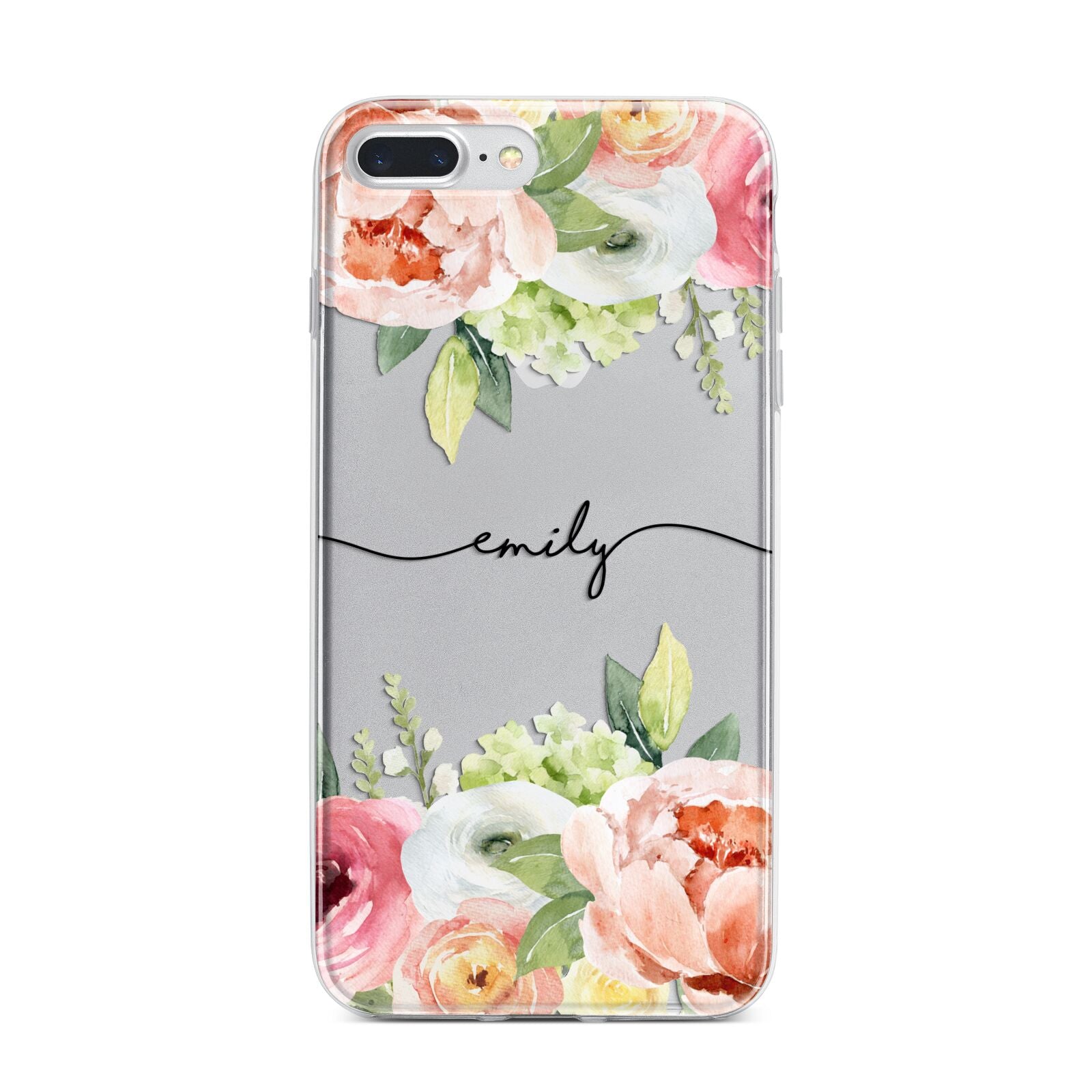Personalised Flowers iPhone 7 Plus Bumper Case on Silver iPhone