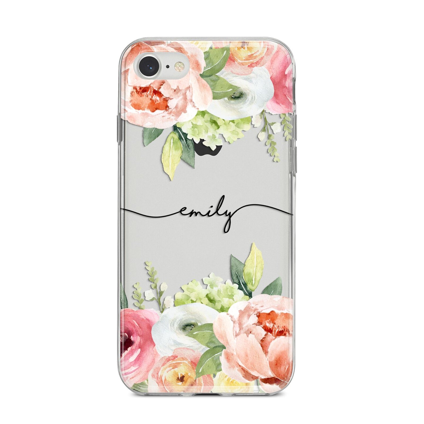 Personalised Flowers iPhone 8 Bumper Case on Silver iPhone