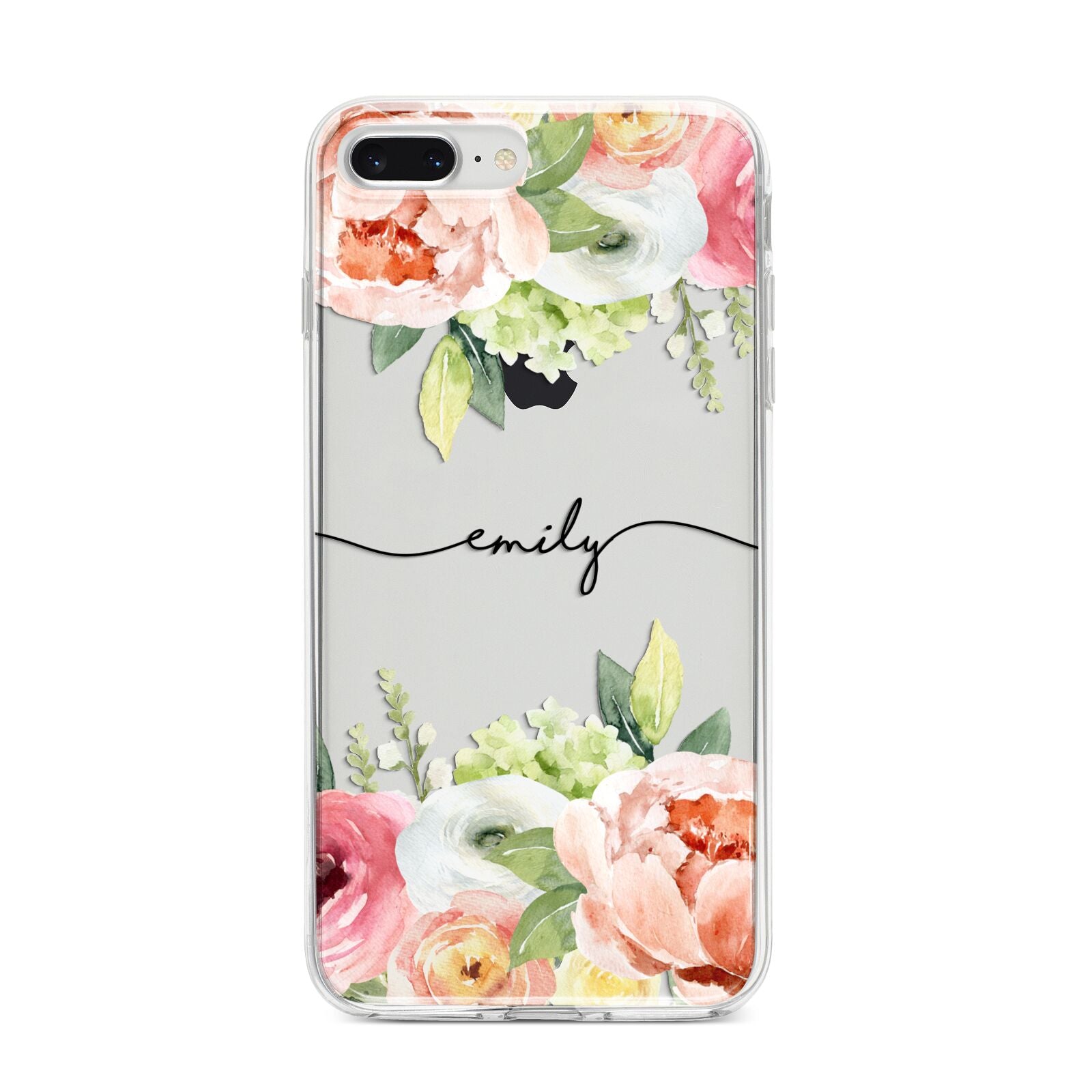 Personalised Flowers iPhone 8 Plus Bumper Case on Silver iPhone