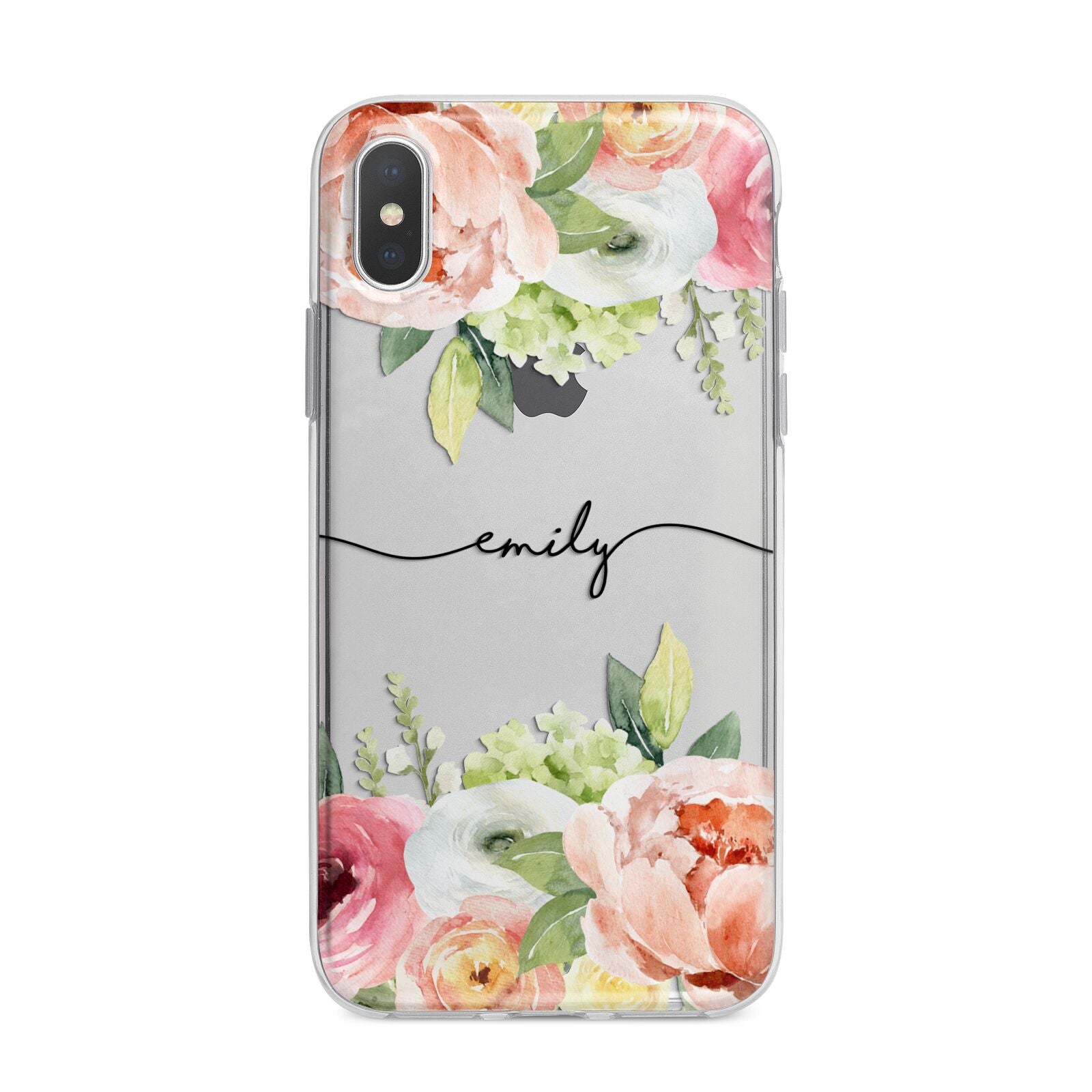 Personalised Flowers iPhone X Bumper Case on Silver iPhone Alternative Image 1