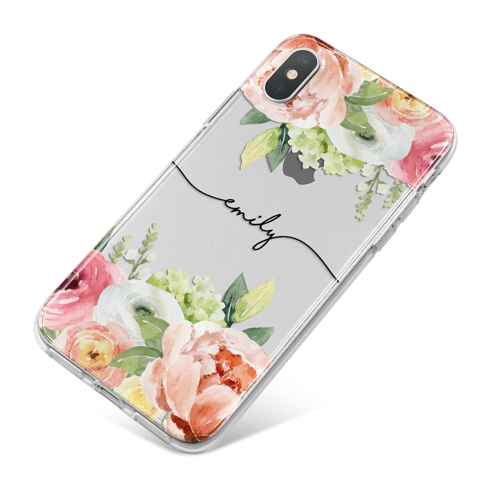Personalised Flowers iPhone X Bumper Case on Silver iPhone