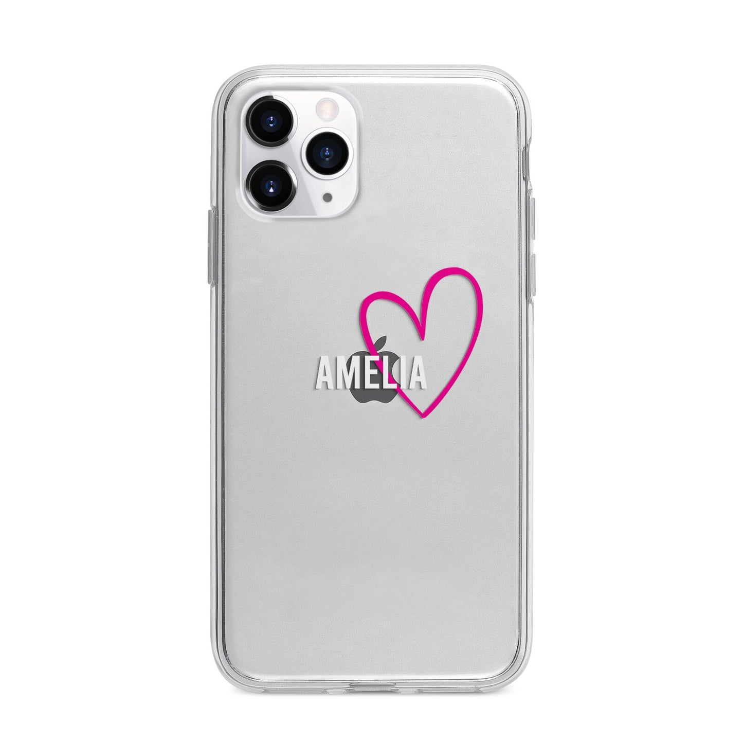 Personalised Font With Heart Apple iPhone 11 Pro in Silver with Bumper Case