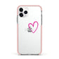 Personalised Font With Heart Apple iPhone 11 Pro in Silver with Pink Impact Case