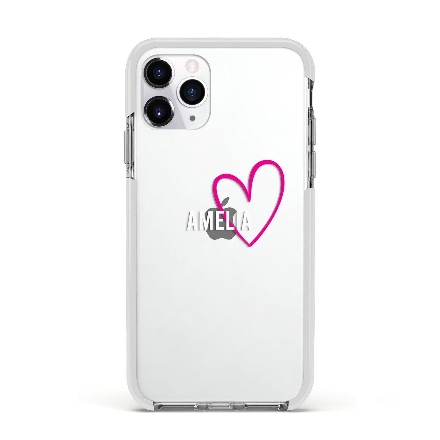 Personalised Font With Heart Apple iPhone 11 Pro in Silver with White Impact Case